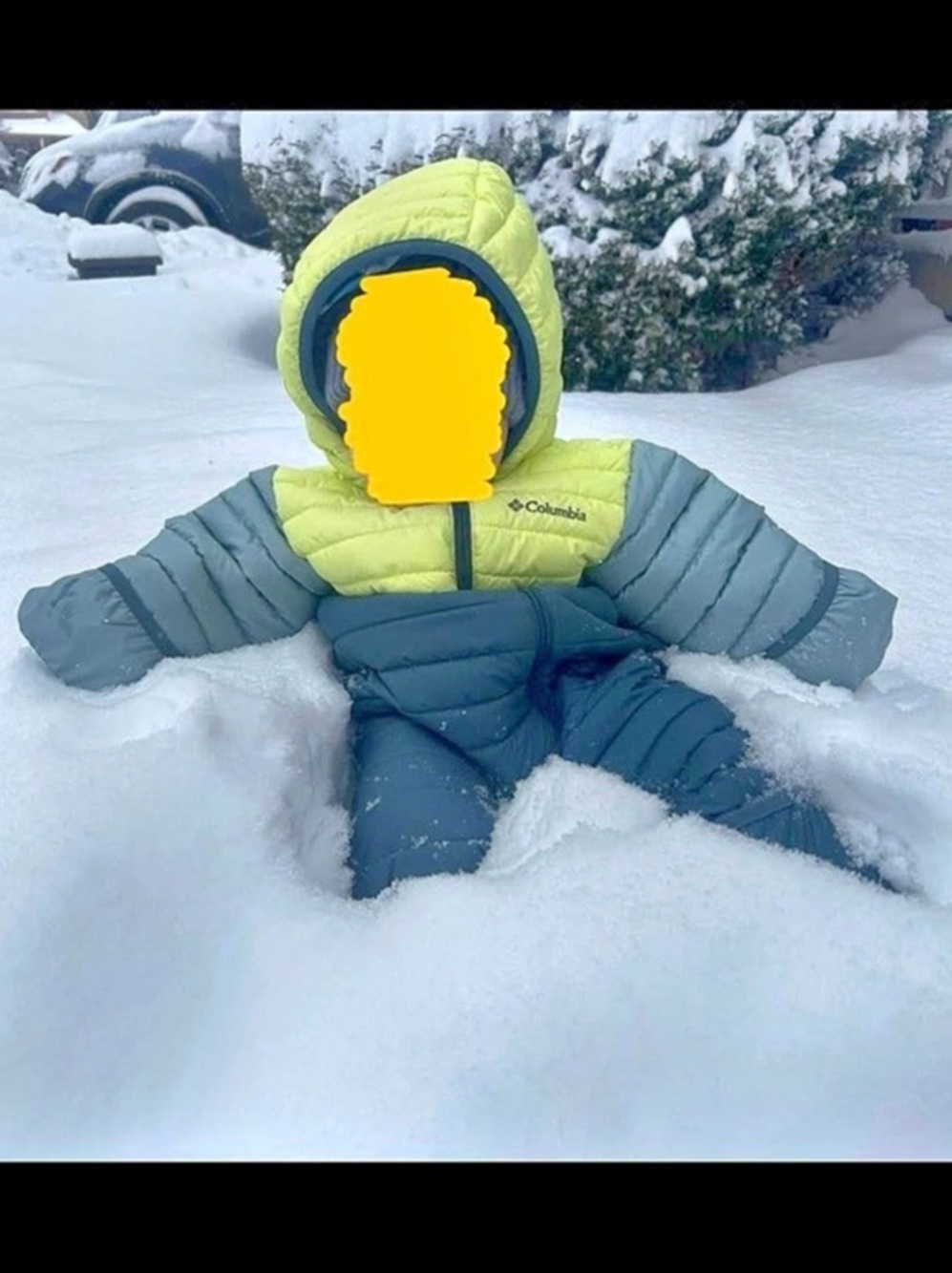 Columbia Kids Hooded Puffer Jacket in Green & Blue